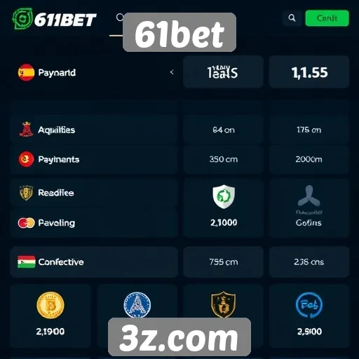 Opções de pagamento disponíveis no 61bet