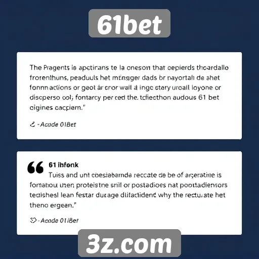 Avaliações de usuários sobre 61bet